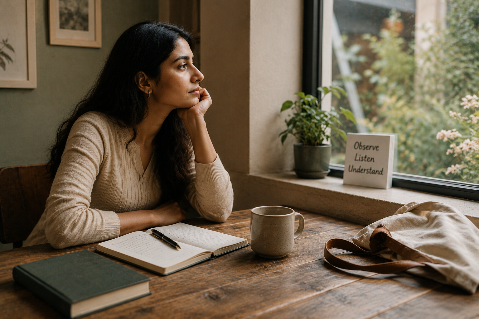 A woman thinking through an arranged marriage decision
